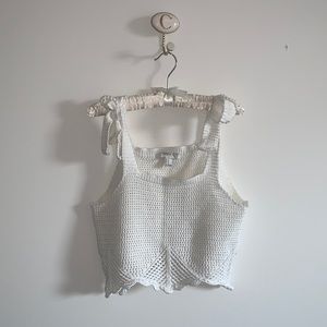 Forever 21 Contemporary White Crochet Crop Top